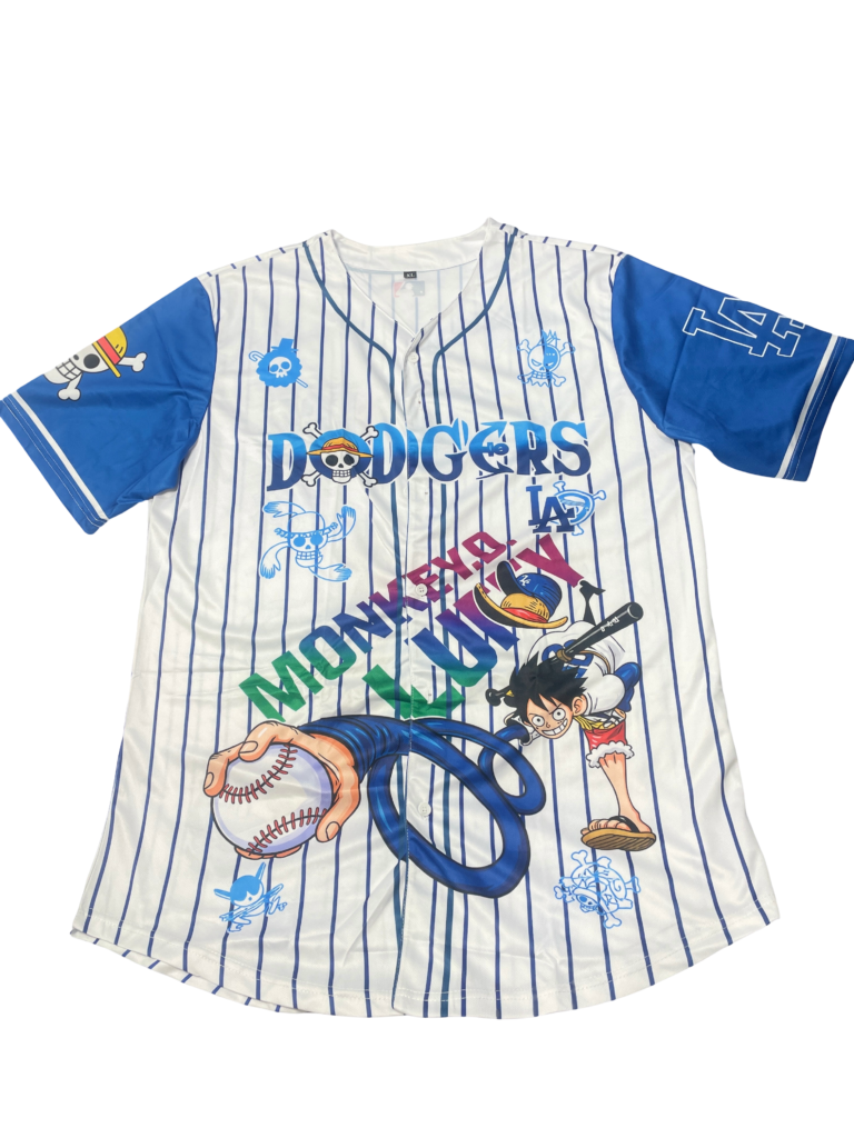 LA Dodgers x One Piece Luffy Pitcher Pinstripe Jersey