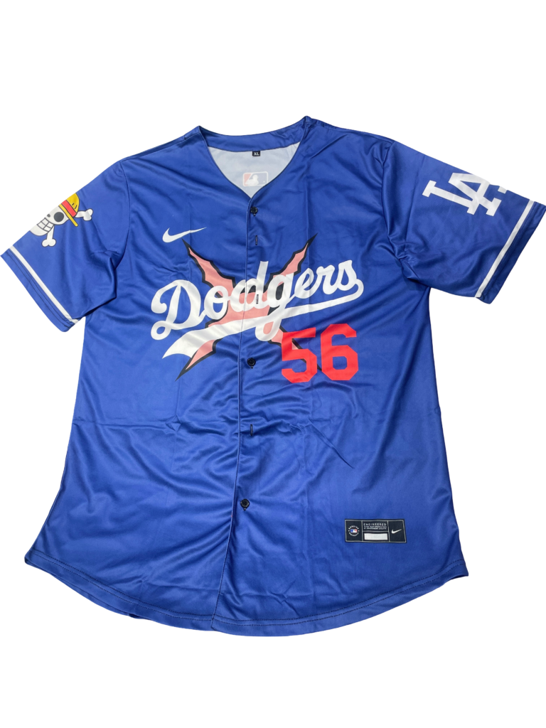 LA Dodgers x One Piece Luffy Blue Jersey #56